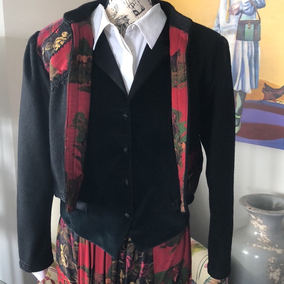 🔥 Suttles & Seawinds Vintage '93 Equestrian Jazz Black Velvet Vest Large 🔥 - Picture 12 of 15